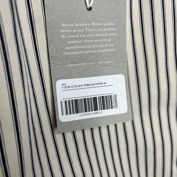 NWT EVERLANE Paperbag Elastic Waist Shorts Navy Striped, M - Picture 8 of 9